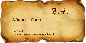Nádasi Anna névjegykártya